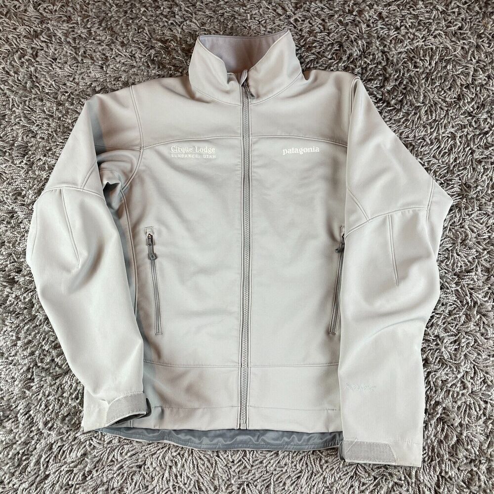 Patagonia Jacket Womens Small Full Zip White Logo Polartec Collared Outdoor USA